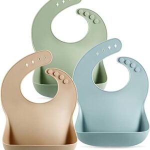 PandaEar Set of 3 Cute Silicone Baby Bibs for Babies